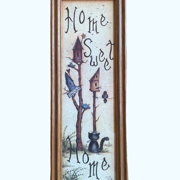 Other - Picture Home Sweet Home 14”x5” Bird House Kitty Cat